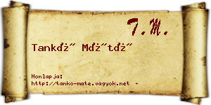 Tankó Máté névjegykártya